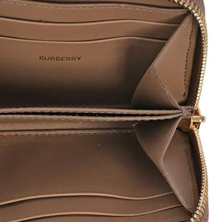 Burberry Check Print Cotton Canvas And Leather Wallet Women Wallet Chestnut 80845281