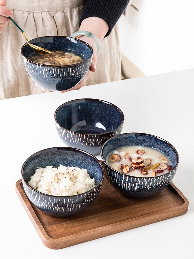 Hand-painted Kiln Glazed Ceramic Bowl 5-inch Household Noodle Bowl Eating Bowl Anti-scalding Small Bowl