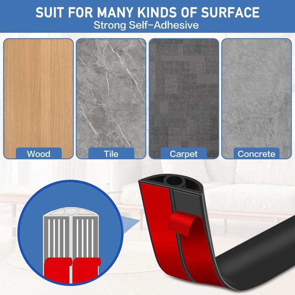 Professional Self Adhesive Floor Cord Cover 1m Trimmable Cable Management PVC Low Profile Power Cord Protector Home Office