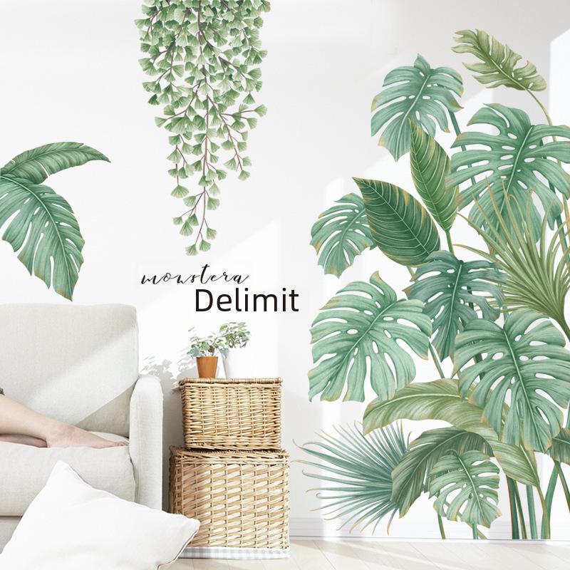 Nordic Monstera Tropical Wall Stickers - Fresh Pastoral Door Decor (ZDB-2172)