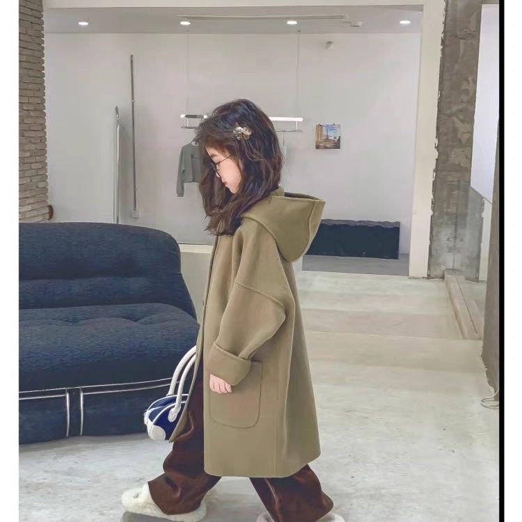 Mädchen Wintermantel aus Wolle und Kaschmir im koreanischen Stil - Dick, mittellang, modisch