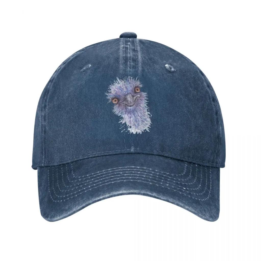 Friendly Australian Emu Watercolor Closeup Portrait Baseball Cap Sun Hat For Children Mountaineering Hats For Women Men'S