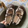 Retro Bow Platform Small Leather Shoes Women's New Spring and Autumn with Skirt French Mary Jane Single Shoes