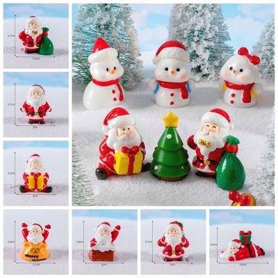 Christmas Miniature Snowman Santa Claus Fairy Garden Miniatures Fairy Figures Accessories Terrarium Figurines Decoration