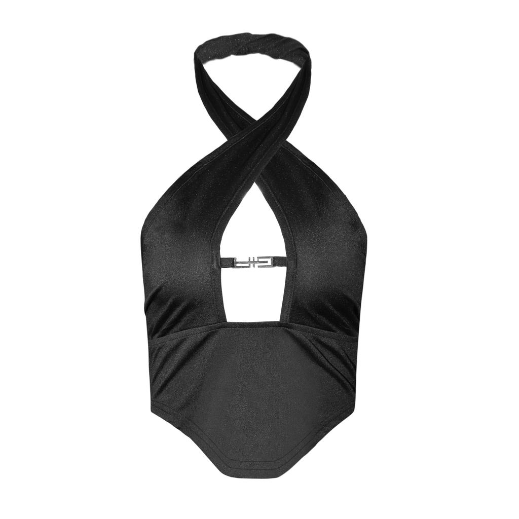 Tank Top Solid Halter Cross Crop Tops Women Summer Adjustable Shoulder Strap Camis Backless Camisole Casual Tube Female Sleeveless Cropped Vest
