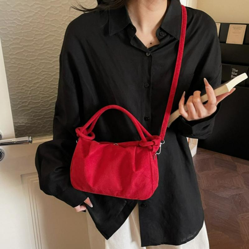 Yeni Retro Süet Basit Çapraz Askılı Çanta Kadın Moda Saplı Çanta Günlük Rahat ve Çok Yönlü Doku Omuz Commuting Çantası