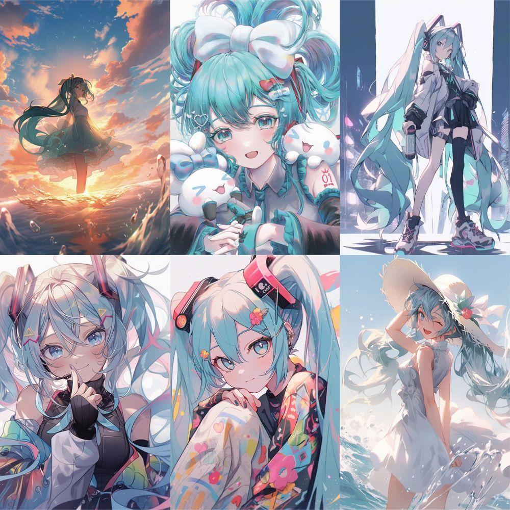63PCS of Hatsune Miku Stickers for Anime and Cartoon-themed Water Bottles, Tablet PCs, and Waterproof Decorative Stickers