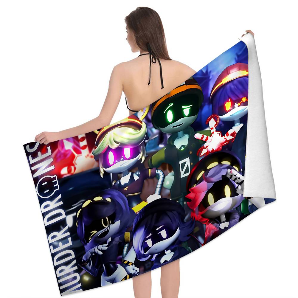Murder-Drones Cartoon Beach Towel Colorful Bath Towels For Girl Microfiber Quick Dry Sand Free Beach Yoga Spa Gym Pool