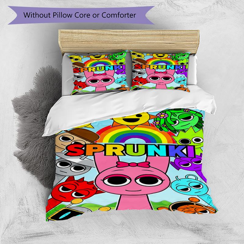 3pcs SPRUNKI9 Design Cover Set - HD Printed Bedding with 1 Cover and 2 Pillowcases - Perfect for Home and Dorm Decor