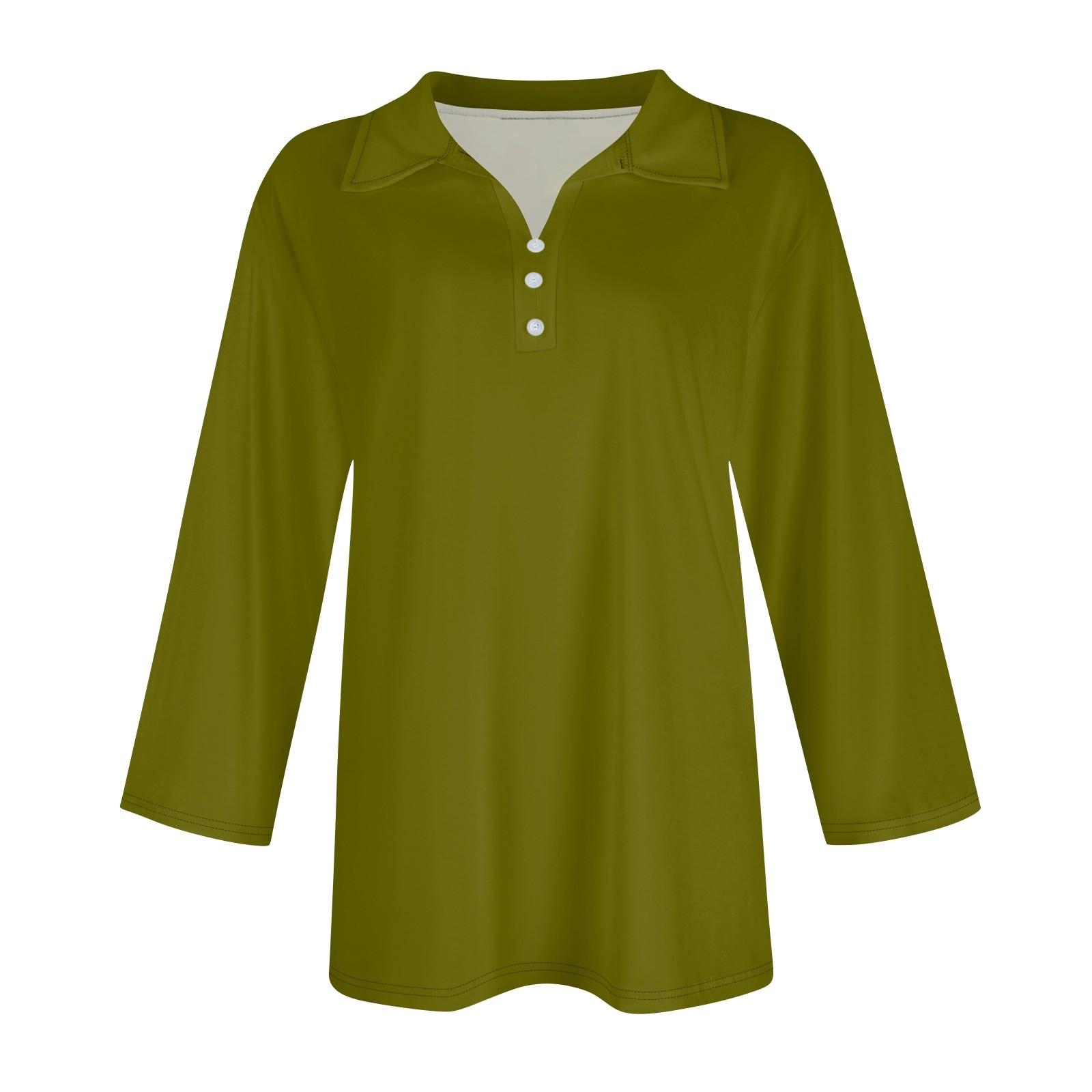 Женская модная повседневная рубашка с лацканами и рукавами 3/4 — фото 4