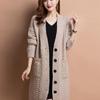 Women's Autumn Literary Medium-length Sweater Ladies Simple Elegant Knitted Cardigan Jacket