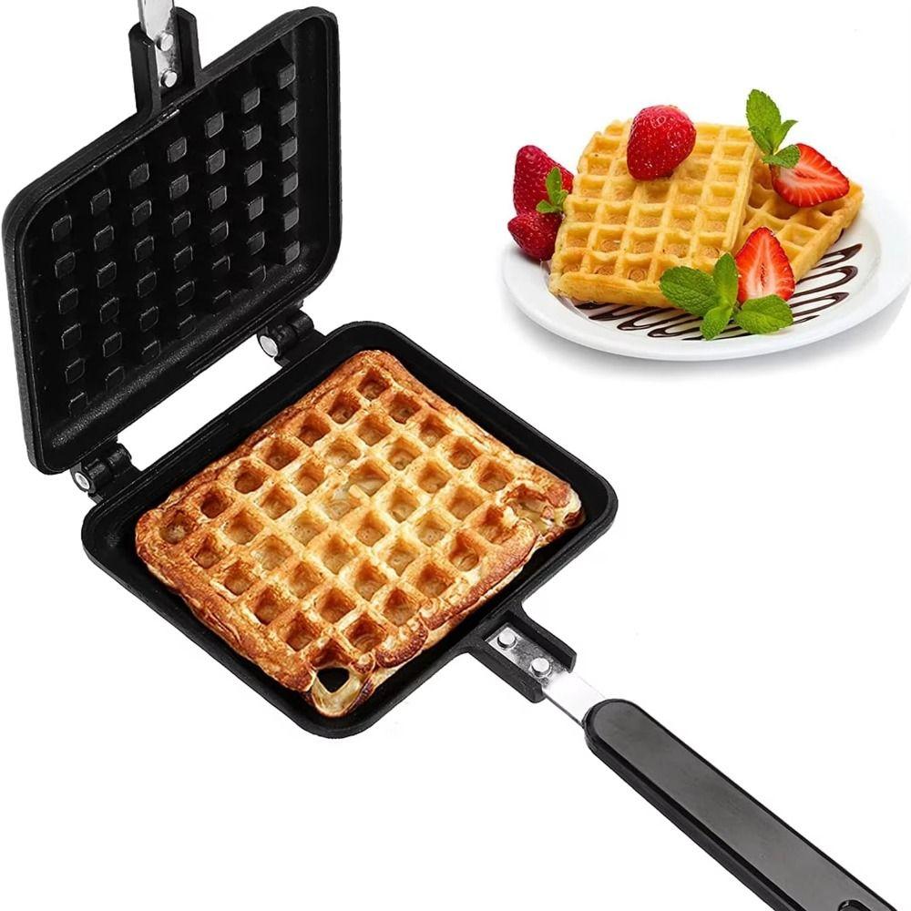 Cast Aluminum Waffle Baking Mold Long Handle Waffle Maker Machine Sandwich Maker  Family Breakfast