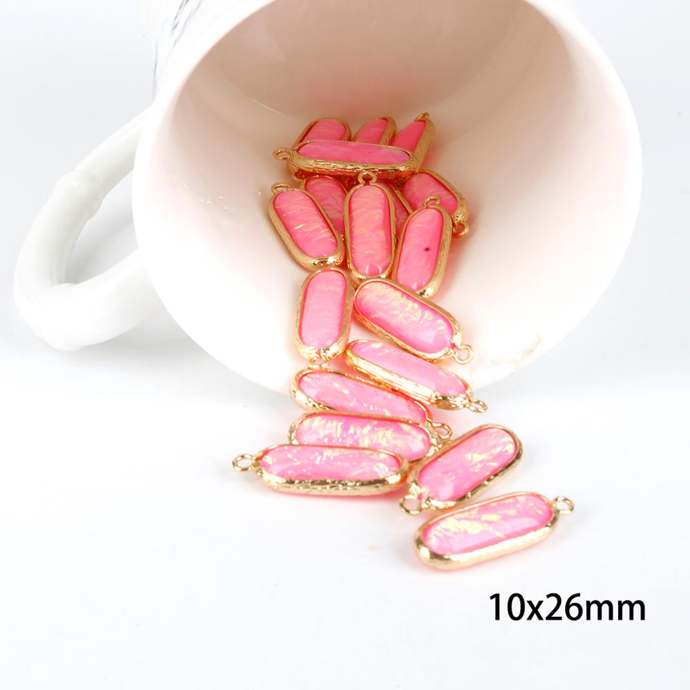 2pcs 10x26mm DIY Resin Earring Accessories Bracelet Pendants Metal Copper Charms Oval Golden Plated Charms for Jewelry Making