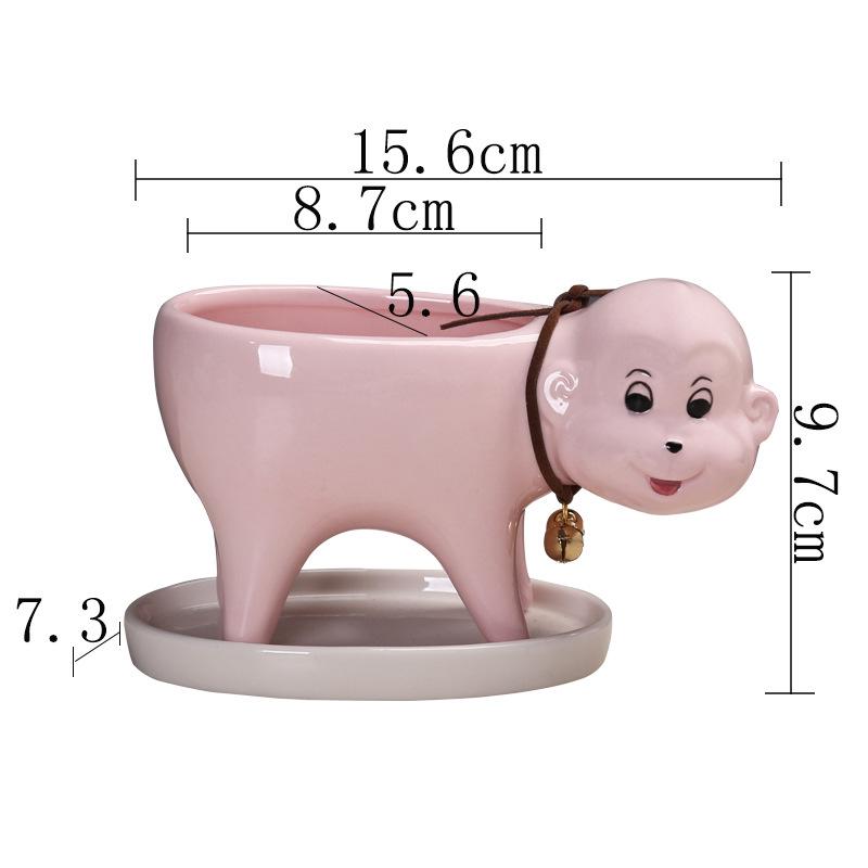 Popular Gardening Creative Cartoon Succulent Flower Pot Ceramic Desktop Plant Flower Ornament With Tray