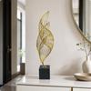Geometric Leaf Sculpture with Square Base Sturdy for Shelf Display, Office