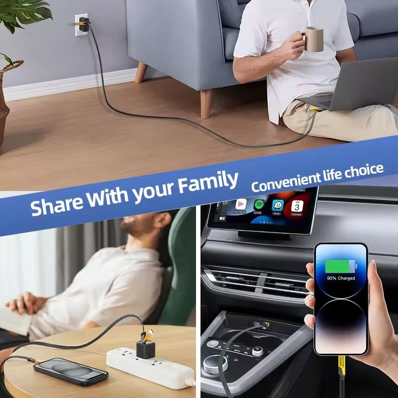 Cablu USB C 4 în 1 PD 27W pentru Apple iPhone Încărcare Rapidă Cablu Type C pentru Xiaomi Redmi Samsung POCO 65W Încărcare Rapidă Cablu de Date USB