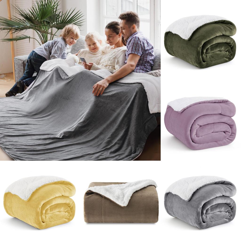 Blanket Bed Throw Sherpa Flannel Blankets Fleece Fluffy Lightweight Microfiber