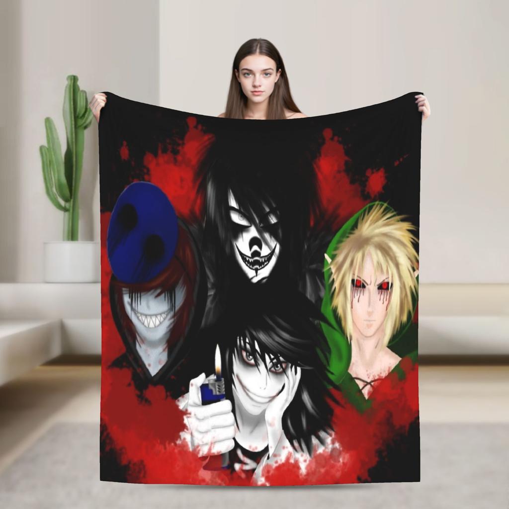 Badezeit Jeff the Killer Flanelldecke Superweiche Kuscheldecke für Schlafzimmer Picknick Lustige Tagesdecke Sofa Bettbezug
