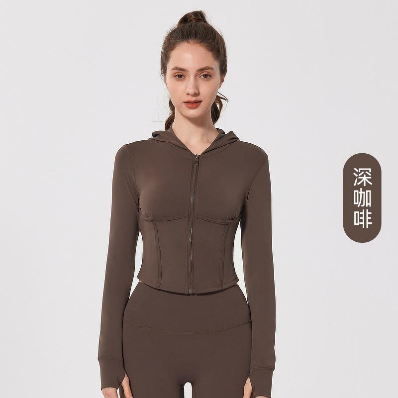Women's Spring and Autumn Running Fitness Sports Slim Long Sleeve Hooded Yoga Wear Tops