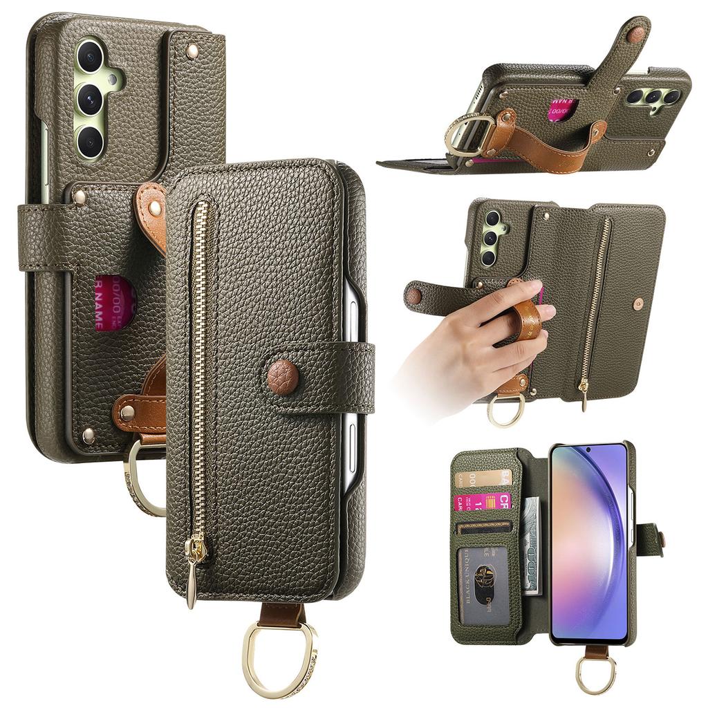For Samsung Galaxy A05s 4G Case RFID Blocking Zipper Wallet PU Leather Mobile Cover