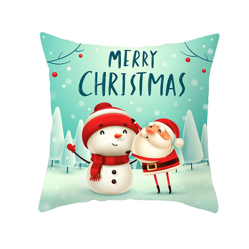Weihnachtsmann Schneemann Elch Kissenbezug Festlich Zuhause Sofa Kissen Kissenbezug
