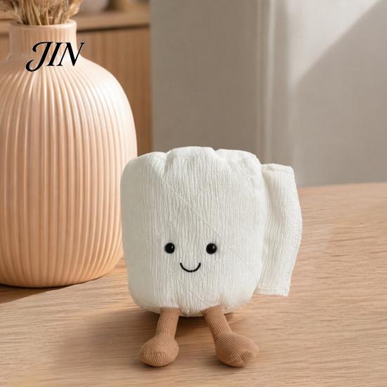Sofa Plush Toy Cartoon Roll Paper Toy, Stuffed Smiling Toilet Decoration, PP Cotton Soft Handmade Plushie for Home Bedroom
