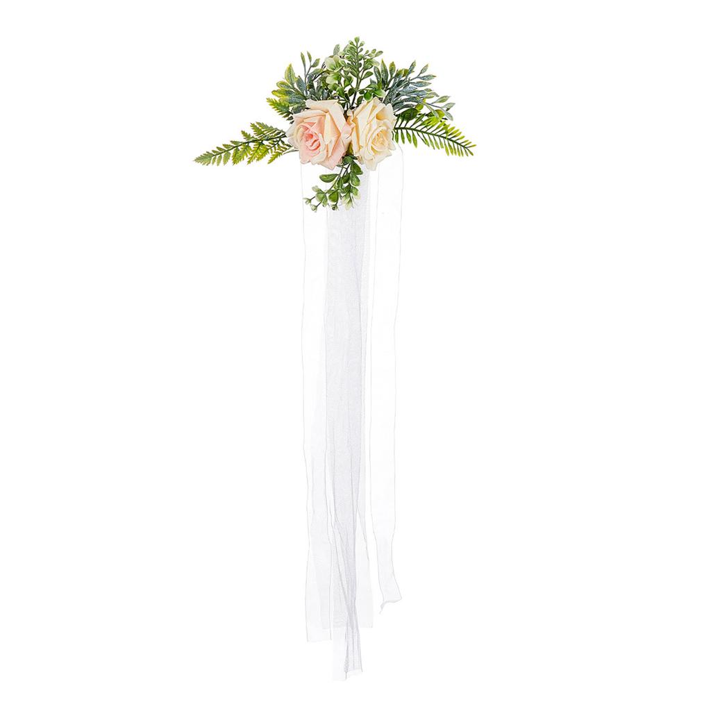 Wedding Aisle Decorations Chair Back Flower Decorations Artificial Flower with Long Ribbon for Ceremony Wedding Party