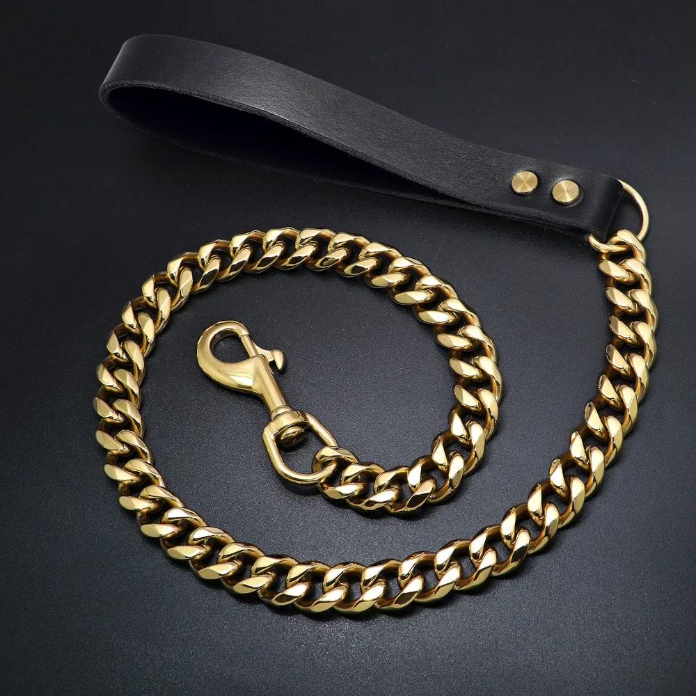Puissant Collier à Maillons Dorés en Acier Inoxydable à Six Côtés de 19 mm pour Chien Corde de Traction pour Chien Corde de Traction pour Chien de Taille Moyenne et Grande (Gold,2ft- 60cm) or