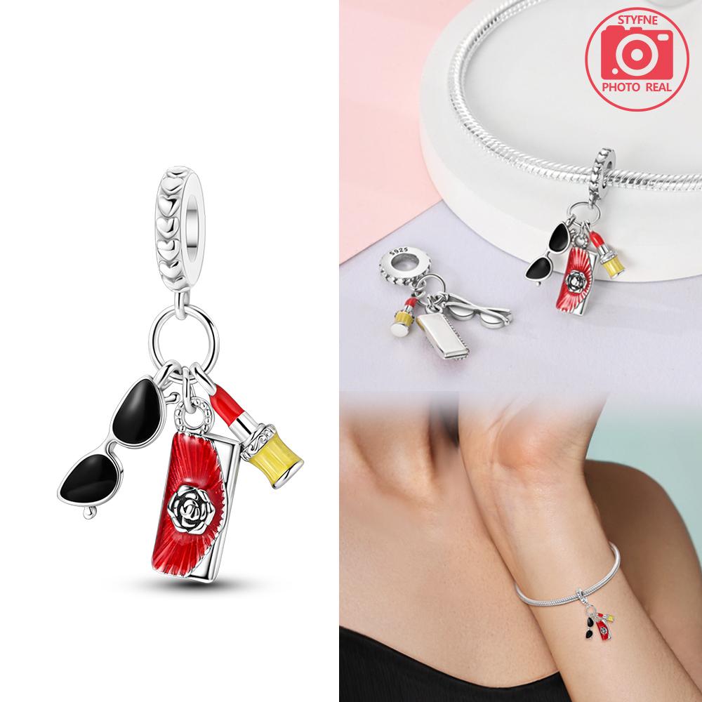 Dresser Lipstick Comb Pendant Copper Colors Charm Beads Fit Original Charms Bracelet Beads For Women Jewelry Making Gifts