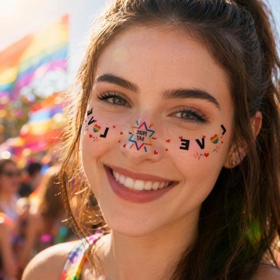 Freckle Temporary Tattoos, Waterproof & Long Lasting Face Stickers, Rainbow Color Makeup Decals for Festival, Party, Halloween