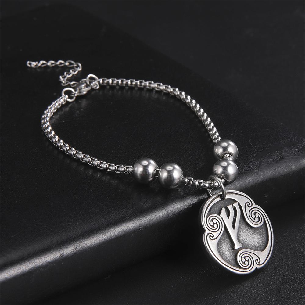 Vintage Norse Runes Bracelet for Men Stainless Steel Box Chain Mysterious Nordic Viking Rune Bangles Amulet Jewelry Gift