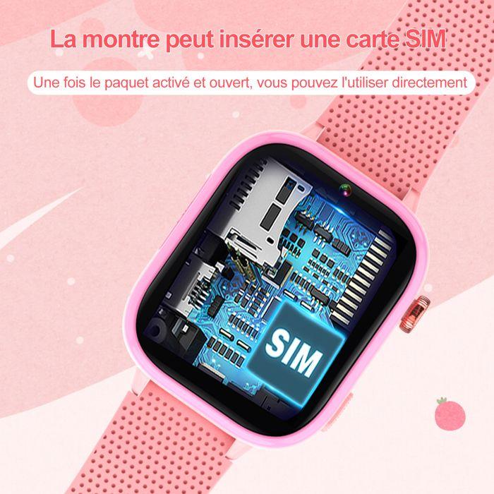 K IKIDO Montre Connectée Enfant, Montre intelligente avec SOS, Musique, Appel vidéo, GPS, fonds d'écran , étanche IP67,Rose