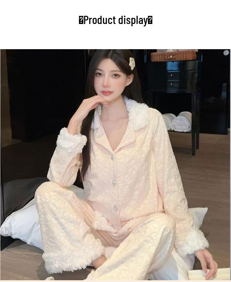 Women's Leopard Print Long Sleeve Pajama Set - Warm & Luxurious for Autumn and Winter