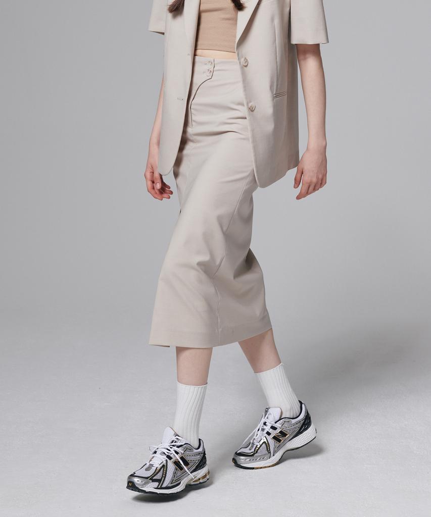 Aussel Summer Wool Midi Skirt Beige