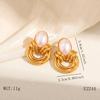 Gold C-Shaped Round Hoop Earrings with Bright Surface, French Light Luxury, High-End Stainless Steel