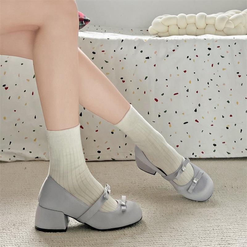 Temperament retro French style with skirt light mouth high heel single shoes women's 2025 new spring versatile height increase Mary Jane shoes