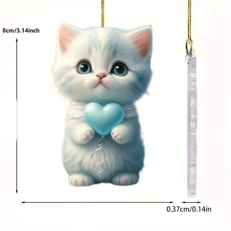Cartoon Adorable Blue Cat Acrylic Car Pendant For Unique Vehicle Accessories