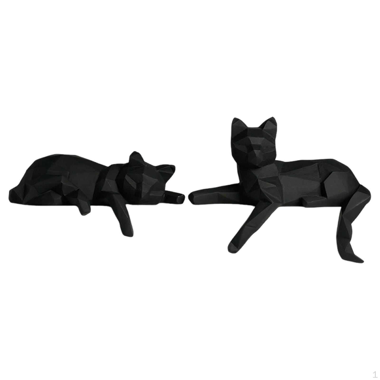 Resin Cat Figurine Set, Creative Home Decor, Geometric Figurine, Desk Decoration чёрный