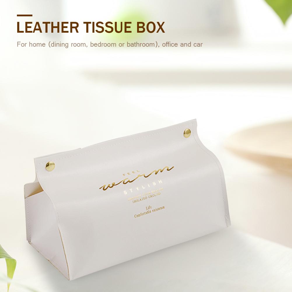 Simple Leather Tissue Case Napkin Holder Storage Container Car Tissue Box Solid color minimalist Home Living Room Decoration