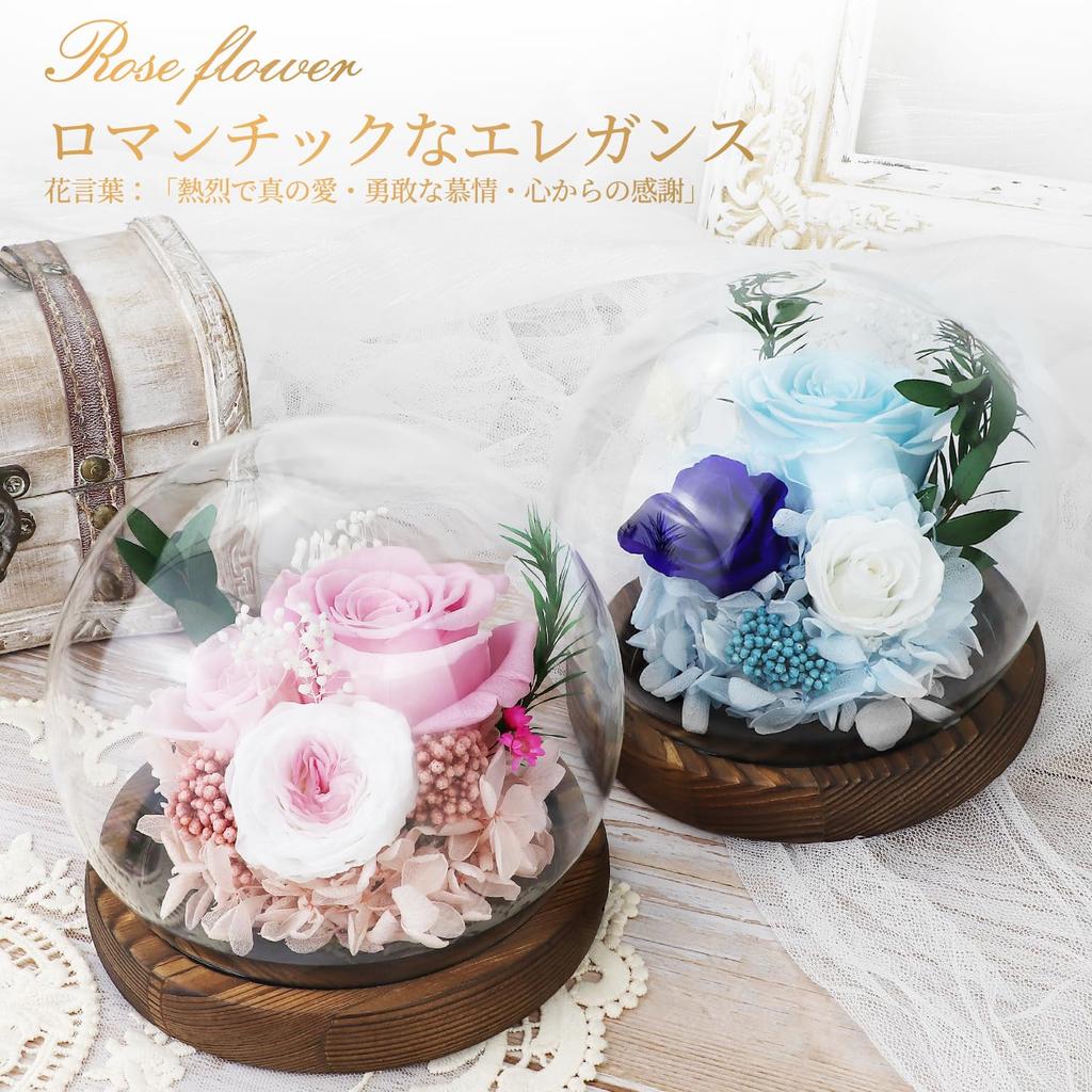SENJWARM Preserved Flowers Birthday Gift for Women Japanese Style Glass Dome Flower Arrangement Wrapped Popular Popular Day White 60th Respect for the