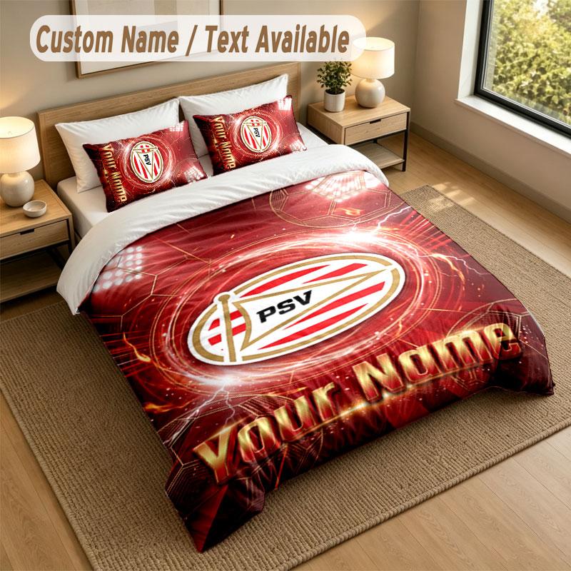 Bedding Set 1 Duvet Cover 2 Pillowcases PSV Eindhoven FC Print Soft Bed Linen Bedroom Decor