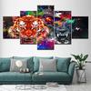 Canvas Painting Tiger and Panther with Splashes 5 Pieces Wall Art Painting Modular Wallpapers Poster Print Home Decor