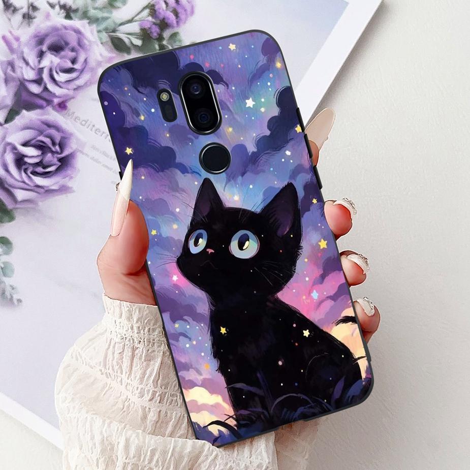 For LG G7 ThinQ Case Cute Cat Luxury Painted Cover Soft Slim Phone Case For LG G7 ThinQ G7Thinq LM-G710 G710 G7+ Back Cover Bags