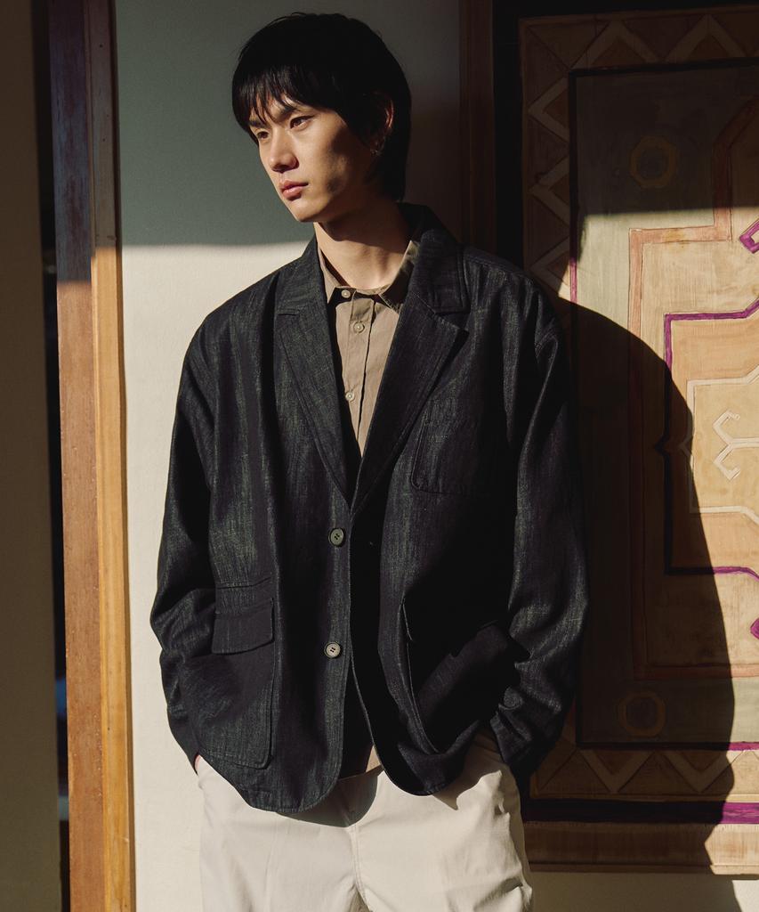 Costume O’Clock Denim Loose Fit Washed Blazer Cp Black Coosjk044Cpblack