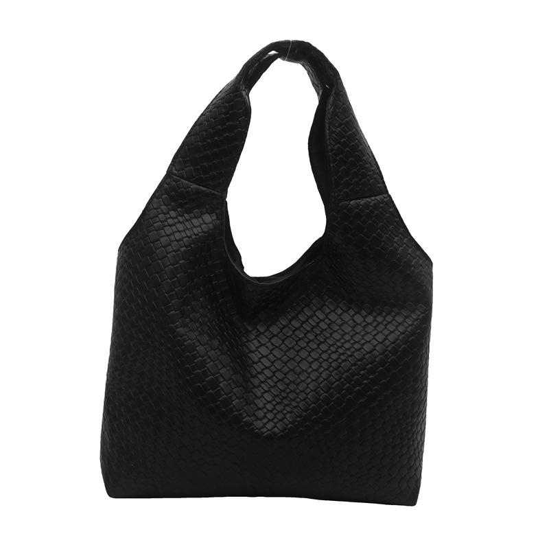French niche design woven pattern shoulder bag women's versatile soft surface underarm bag large capacity casual tote bag