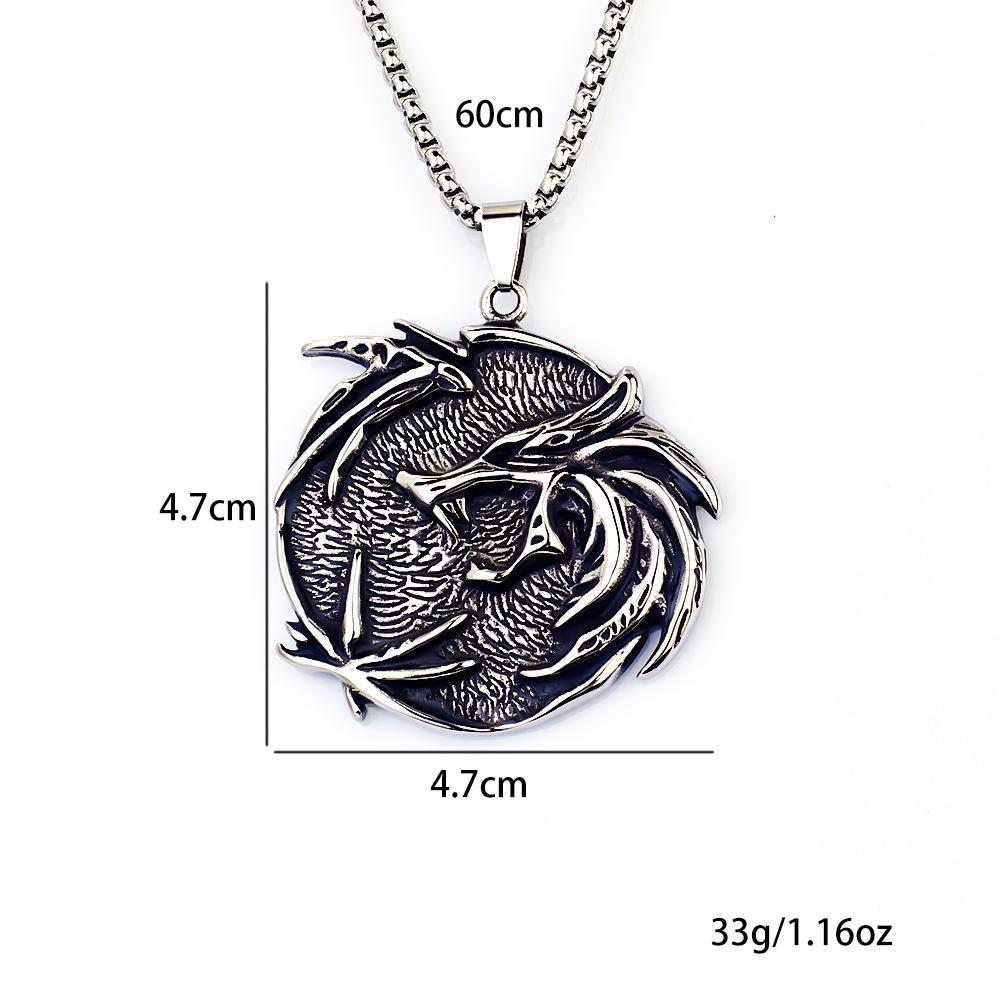 Viking Wolf Head Titanium Steel Pendant Necklace - Men's Retro Hip Hop Jewelry