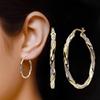 Classic Round Inlaid White Zircon Hoop Earrings Trendy Jewelry New Exquisite Two Tone Metal Wedding Earrings For Women Girl