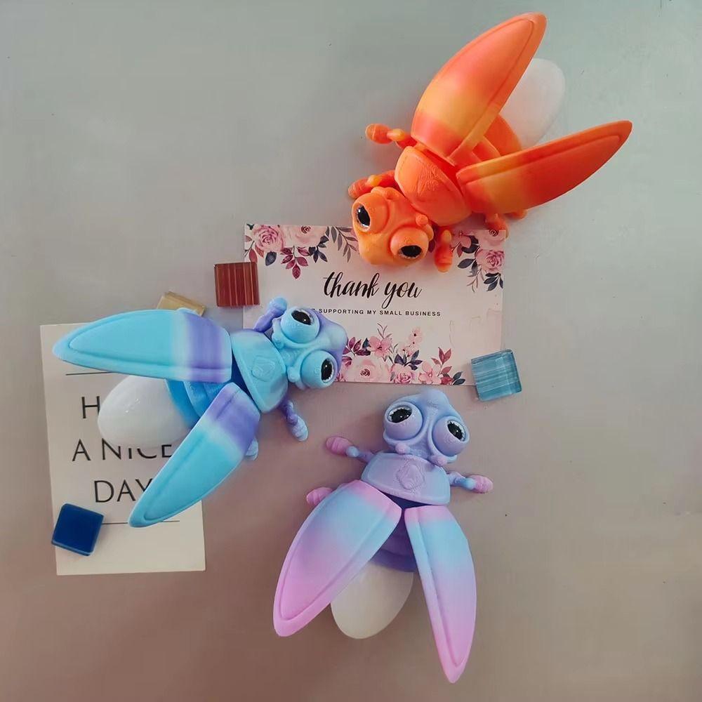 Creative 3D Printed Luminous Firefly Figurines Cute Glowing Tail 3D Printed Firefly Model Artificial Handmade