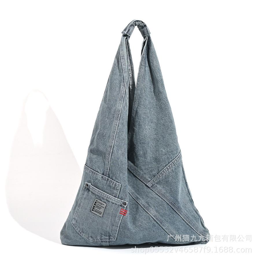 Washed Denim Bag Underarm Shoulder Bag Large Capacity Lazy Tote Bag Handbag Versatile Bag