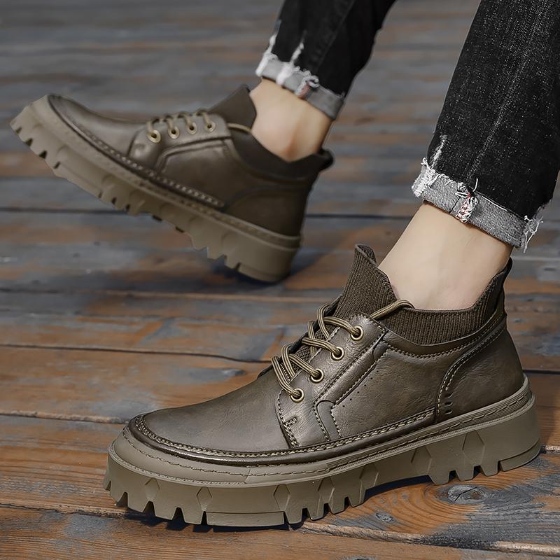 FashionOutdoor Male Shoes Genuine Leather Male Comfortable Sneakers Genuine Leather Men Lace-Up Casual Shoes All-match Driving Shoes